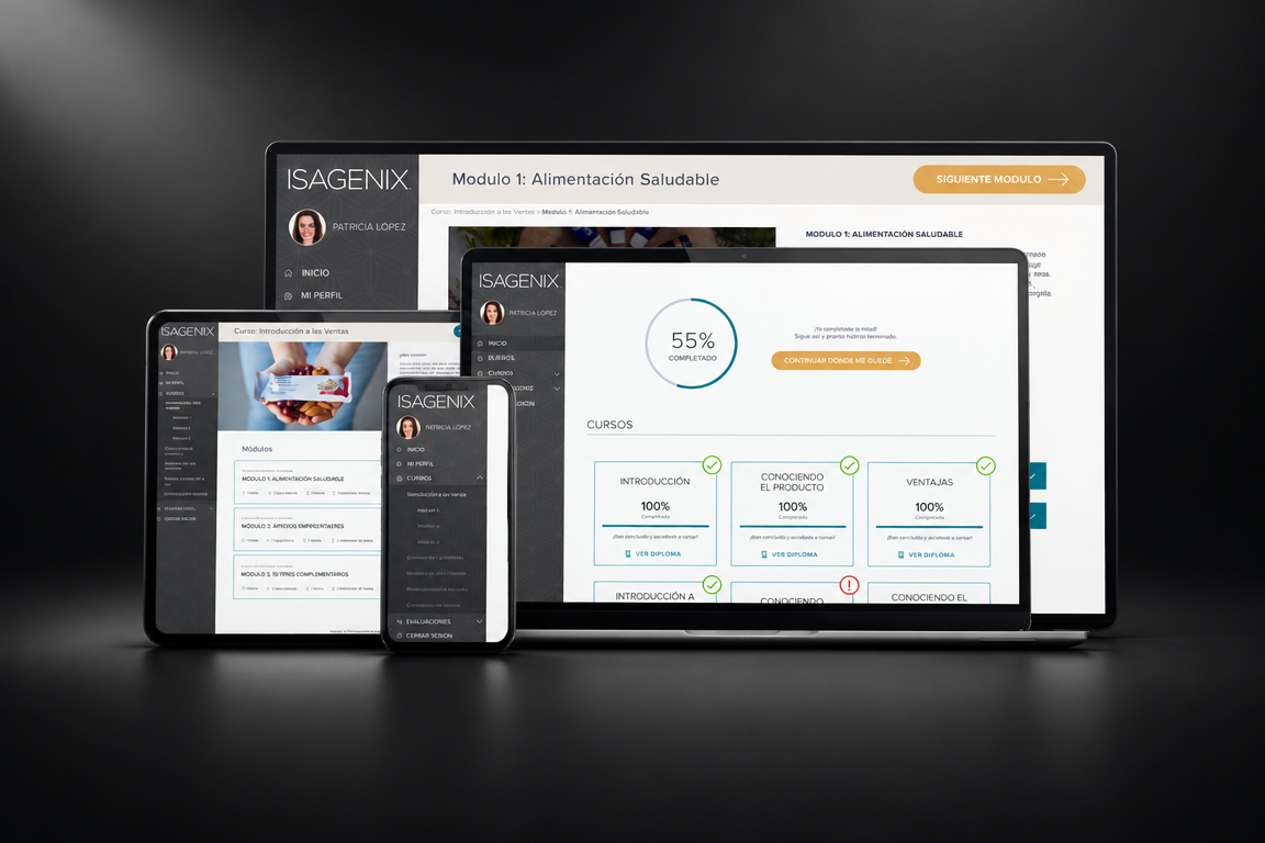 Captura de la plataforma de capacitación LMS de Isagenix México